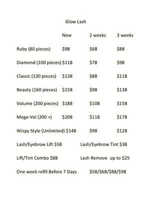 Our price list