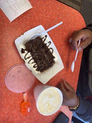 Brownie and ice cream