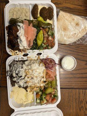 Mixed shawarma plate and super vegetarian plate