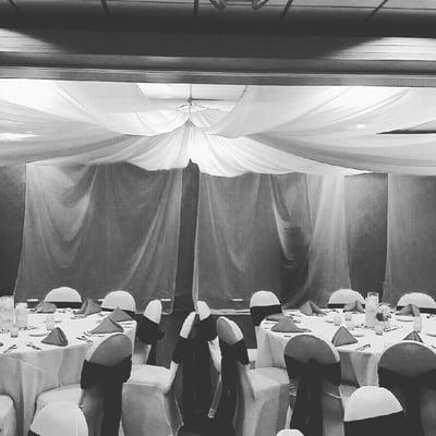 Ceiling draping at a wedding reception