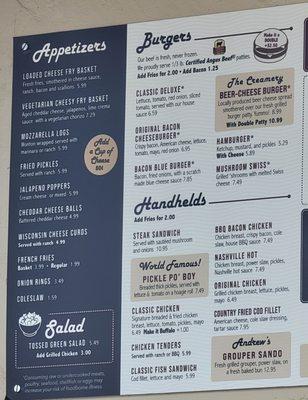 Menu as of 8/11/2023