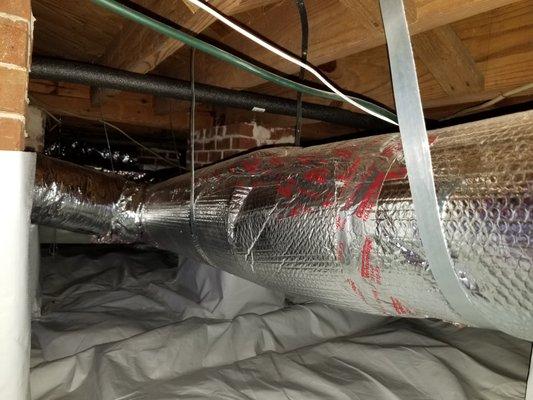 New ducts tightly sealed