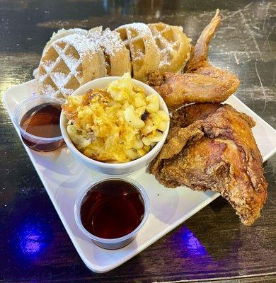 Chicken & Waffles with Baked Macaroni & Cheese