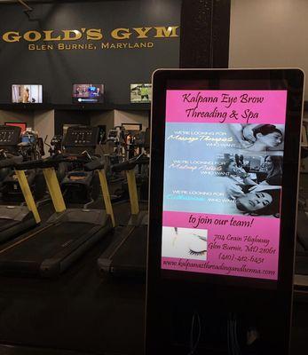 Business advertising at gold GYM