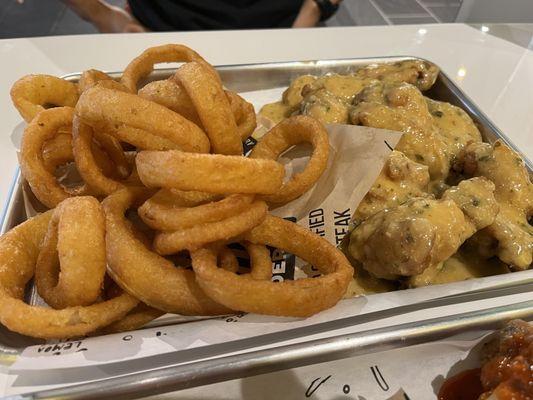 Onion Rings and Wings (Garlic Parmesan)