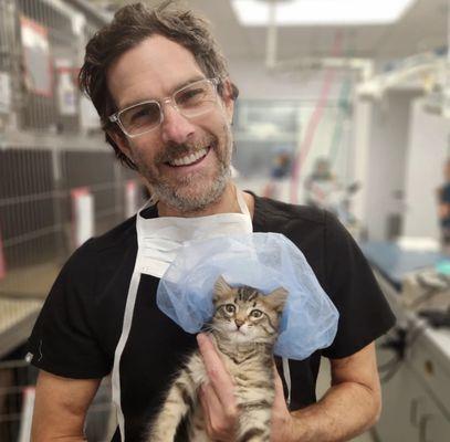 Dr. DiPolo getting some snuggle time in before surgery.