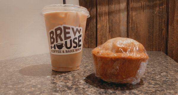 Iced Dirty Chai Latte and Banana Muffins