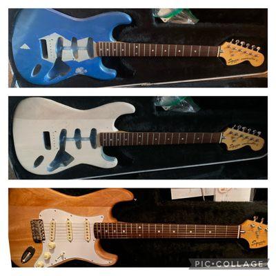 Before , during, after refinished stratocaster