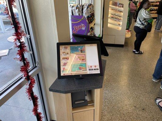 Touch screen ordering