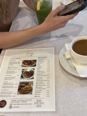 Menu and coffee