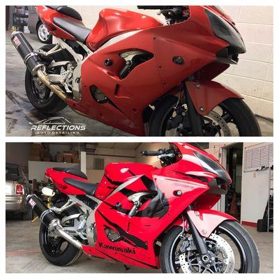 What an insane difference after we got finished with this Kawasaki ZX9r. Looks like a totally different bike!