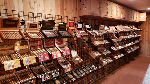 A nicely curated walk-in cigar humidor