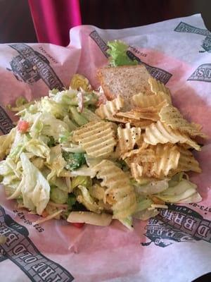 Half chicken salad and half salad!