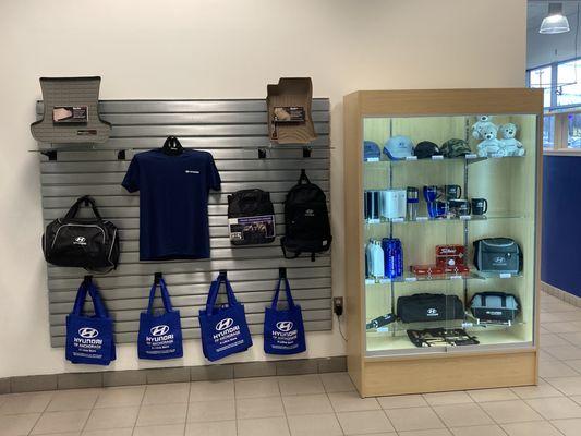 Parts display case at Hyundai of Anchorage- Free tote bags!