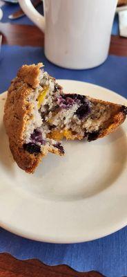 Corn, blueberry orange muffin