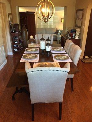 The dining set that Mary Claire helped us choose.  She has an eye for design!!