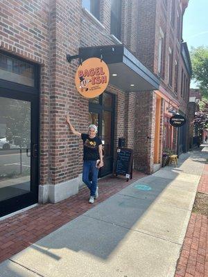 Beth George, owner of Bagel-ish in front of shop at 226 Main St. Beacon NY