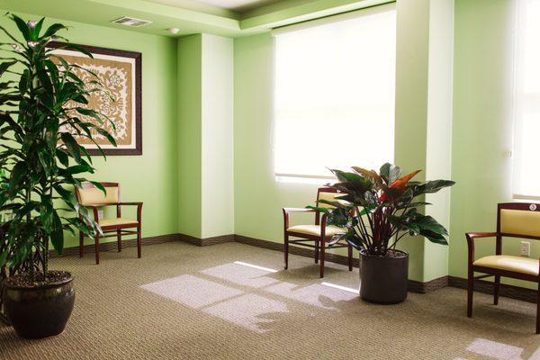 Revised waiting room to allow social distancing between patients.