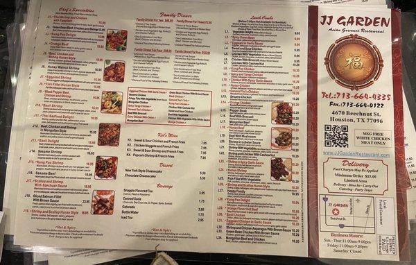 Full menu