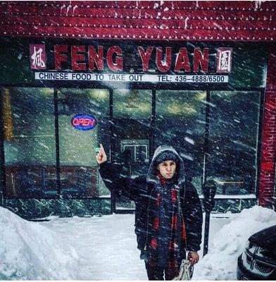 Jah Boy Young Feng Yuan getting some sweet dumplings in the snow.