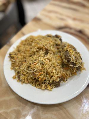 Small Kacchi Biryani with Goat (~$18)