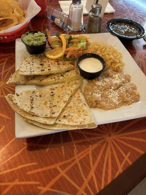 Kids quesadillas. My daughter already took a slice. Very good!!!