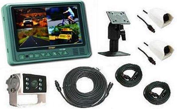 Three-way backup camera complete system for trucks or rvs