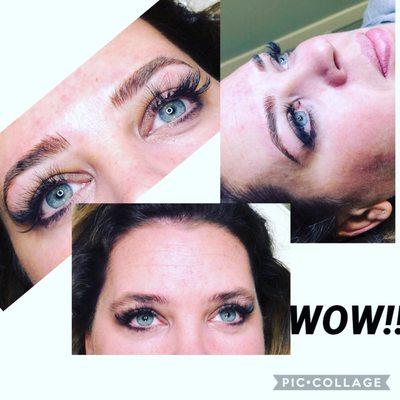 Before on bottom and after microblading up top