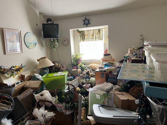 Before decluttering & organizing family room