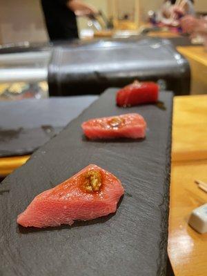 Trio of bluefin sashimi