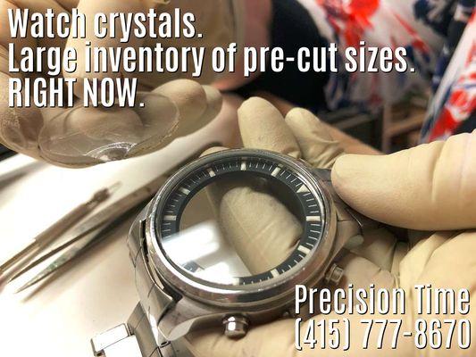 Pre-cut crystals can be replaced quickly.