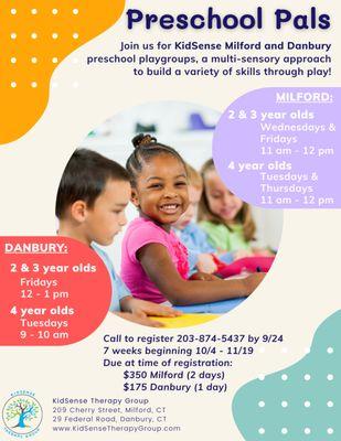 Call today to sign up for Fall Fun led by KidSense Therapists!