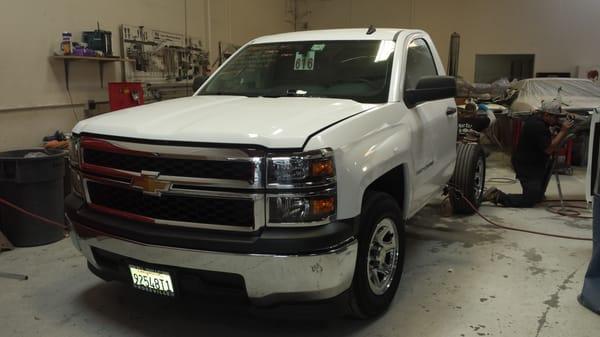 Repairing frame on this 2014 Silverado