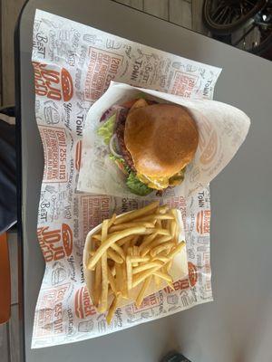 Crispy Chicken Burger make it a combo with can of soda and French Fries