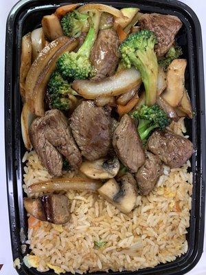 Hibachi steak lunch with vegetable fried rice