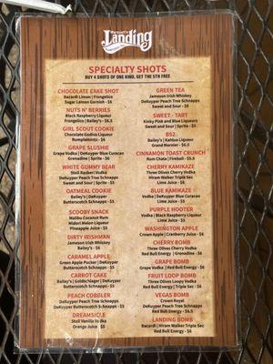 Shots menu