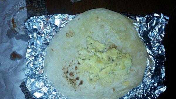 This is a breakfast taco from bill miller on old pearsall. A year later and Still the same