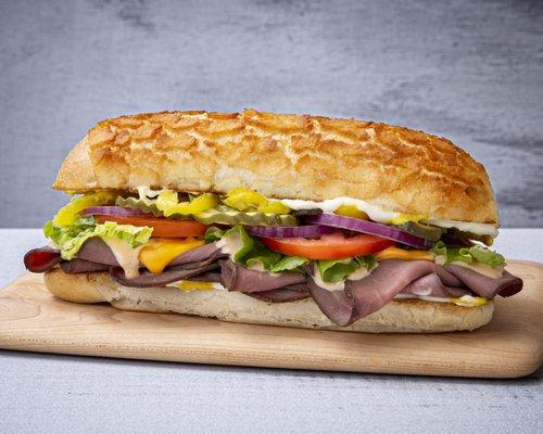 Don't miss it - hot roast beef with cheddar cheese add bomb sauce