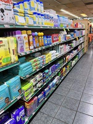 Baby products, feminine products, and shampoo