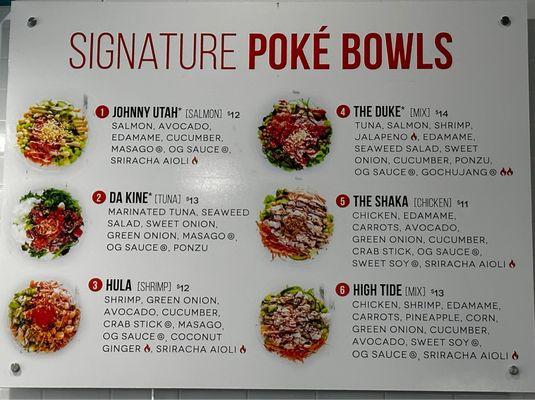 Signature Poke Bowls. NO substitutes