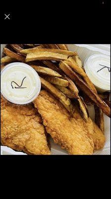 Chicken tenders with hand cut fries