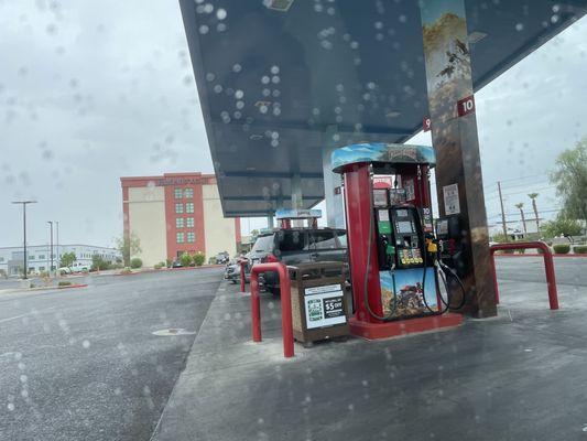 Maverick Gas Station, photo from car due to rain