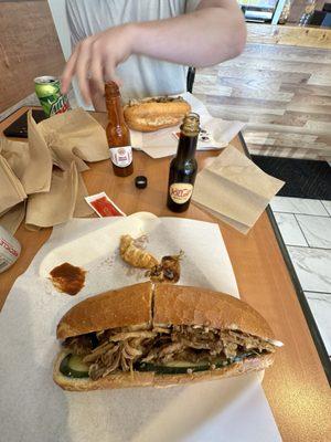 Potstickers and Braised Pork Belly Banhmi