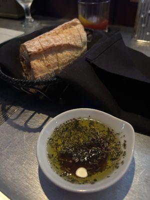 Fresh Bread with oil and herbs