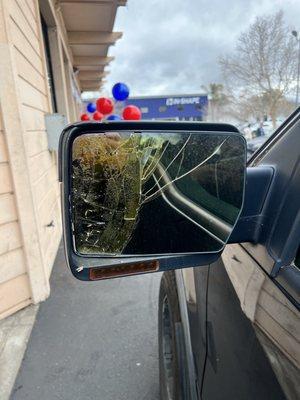 Employee broke my car mirror