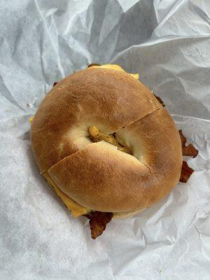 Egg Cheese Bacon on Bagel