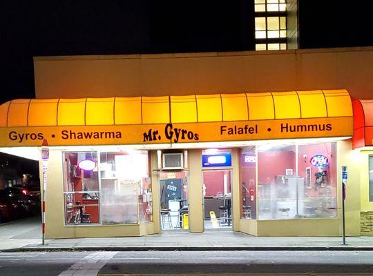 Outside Mr. Gyros (night)