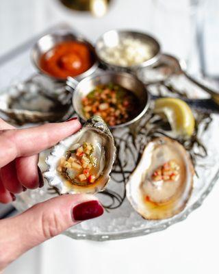 Oysters on the half shell with ponzu mignonette