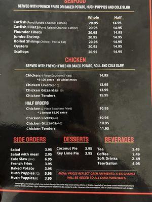 Menu & Prices - July 2024