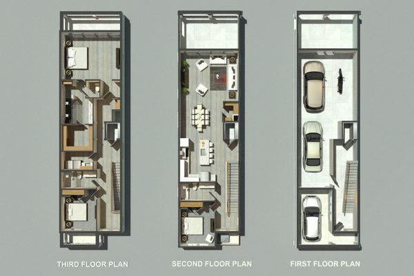 Aqualina Floor plans. 3 bedroom, 3 bath, 2 car garage